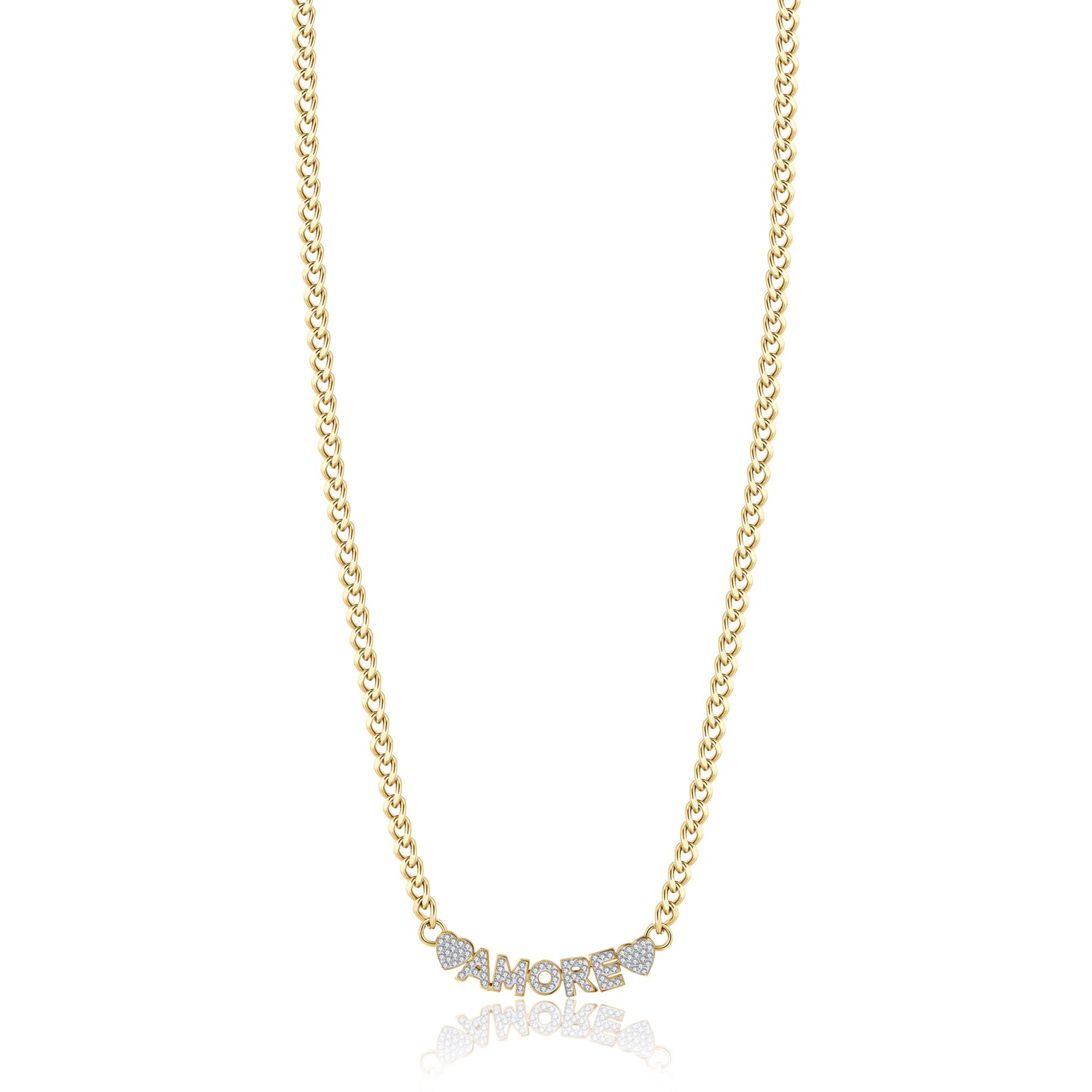 COLLANA DA DONNA IN ACCIAIO DORATO AMORE CON CRISTALLI BIANCHI