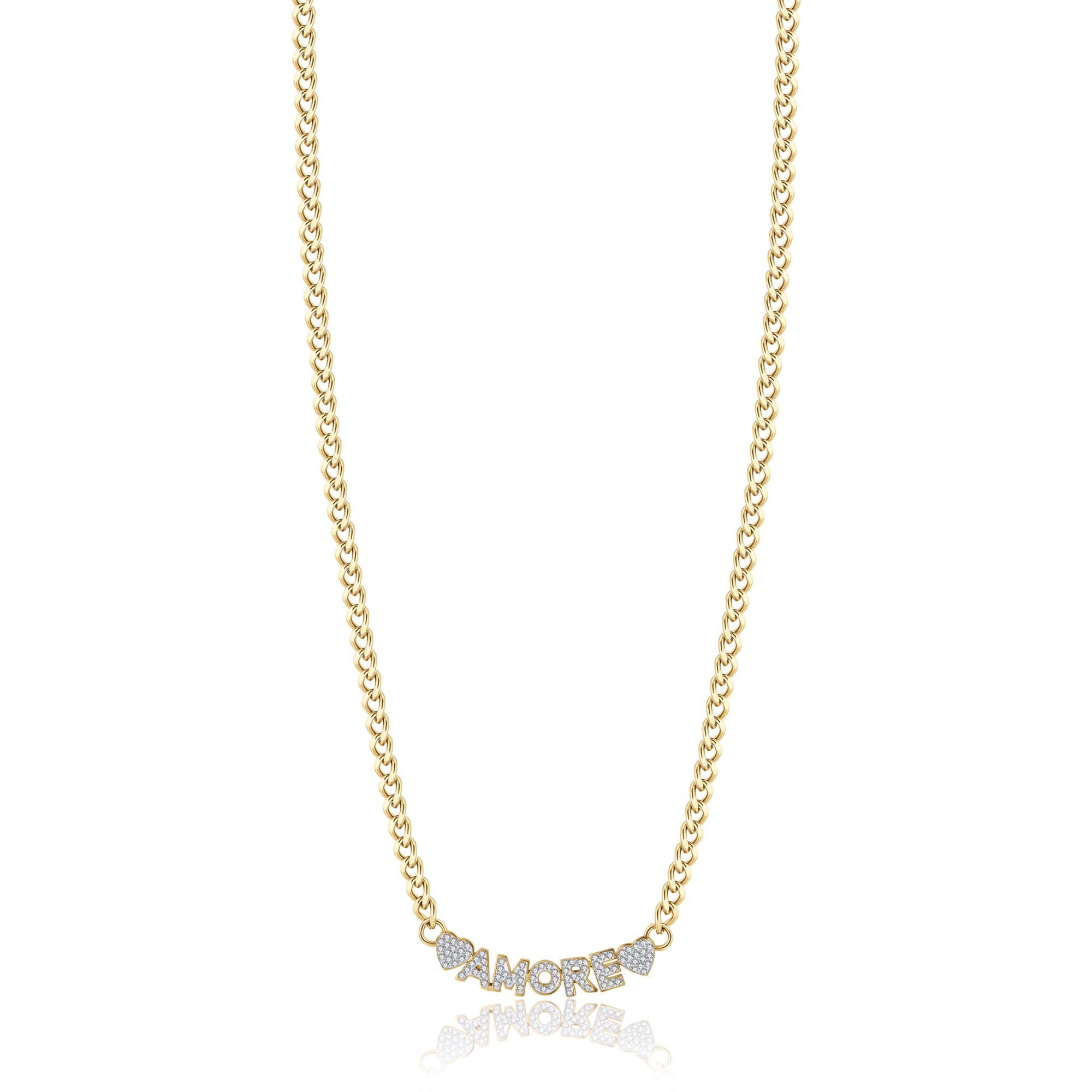 COLLANA DA DONNA IN ACCIAIO DORATO AMORE CON CRISTALLI BIANCHI
