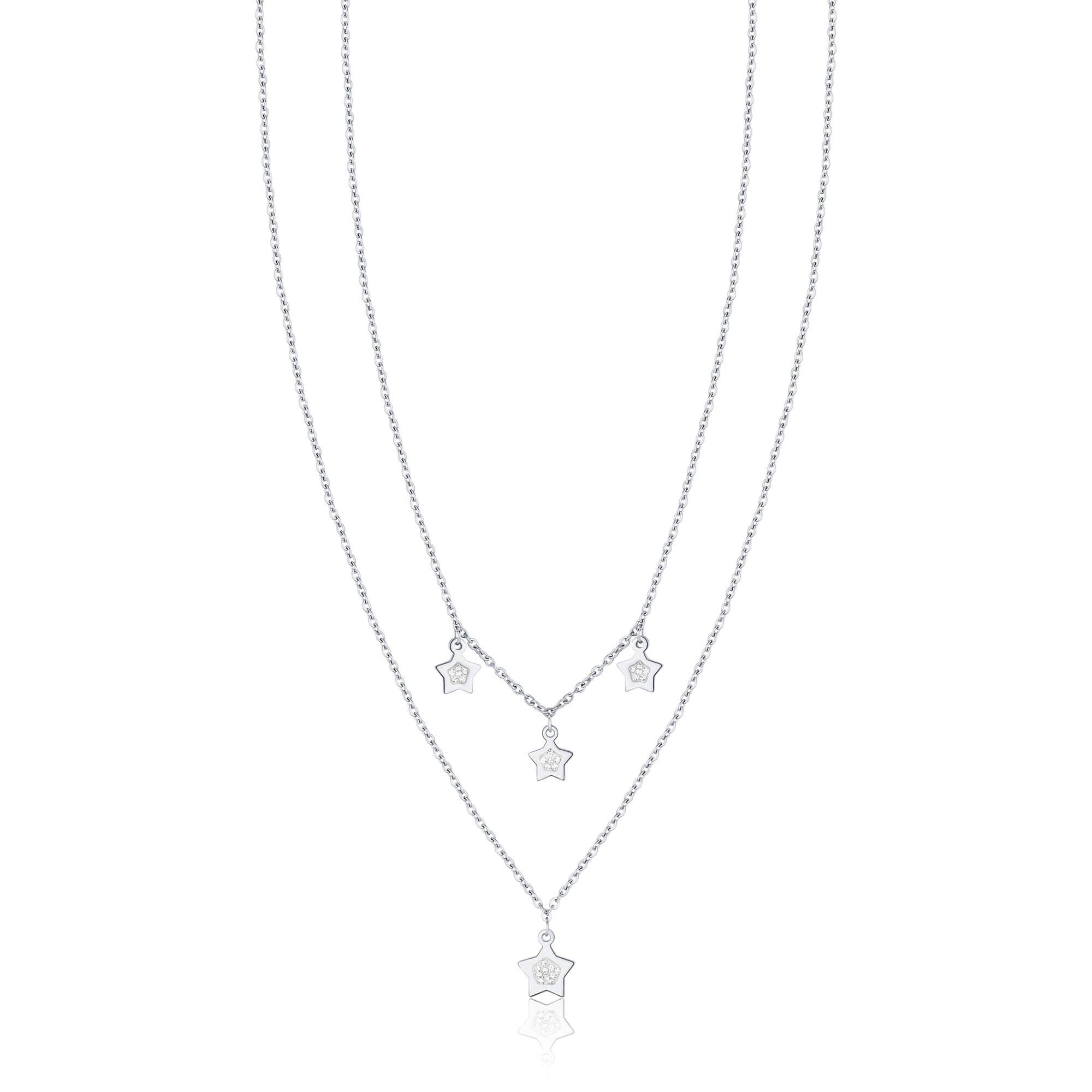 COLLANA IN ACCIAIO CON STELLE E CRISTALLI BIANCHI