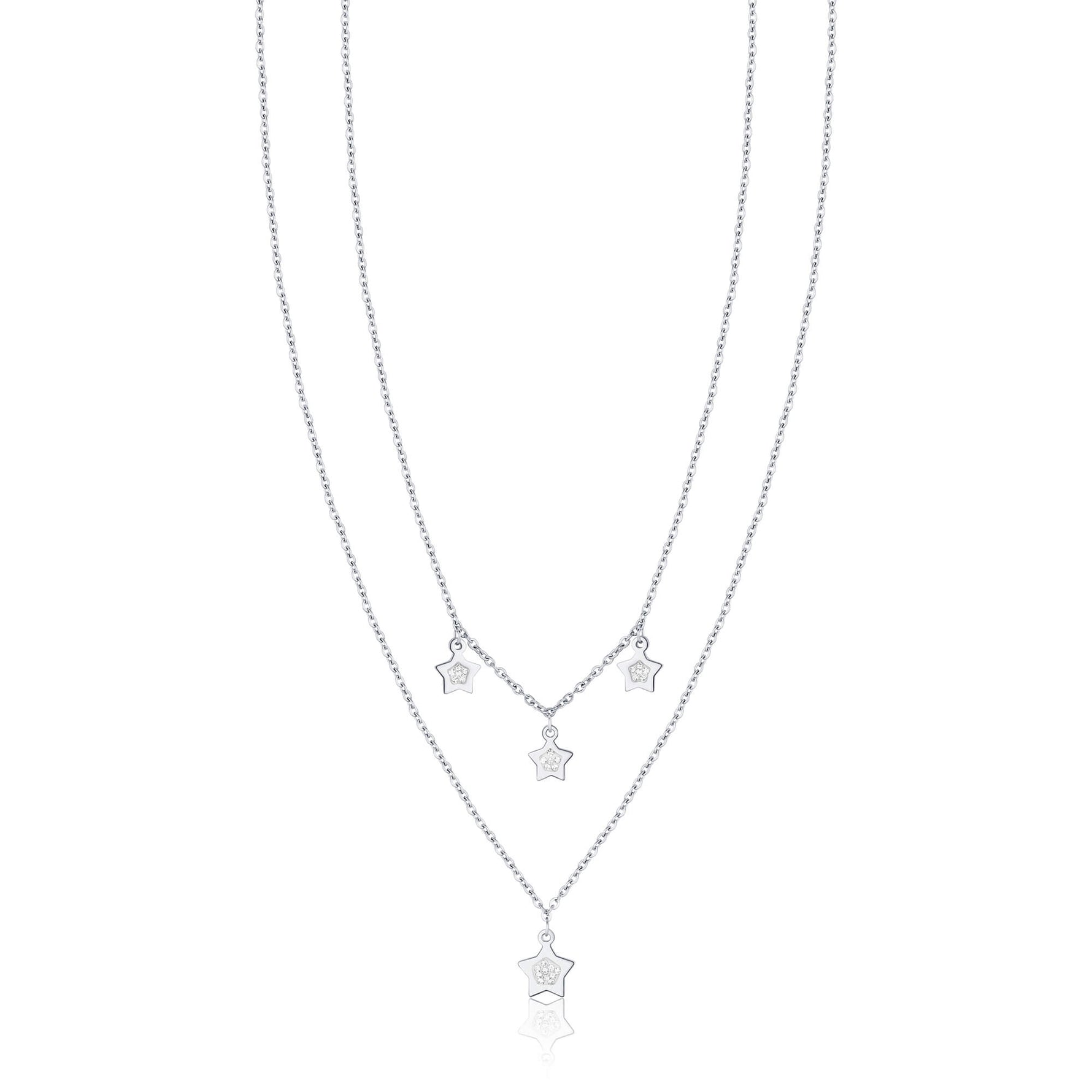 COLLANA IN ACCIAIO CON STELLE E CRISTALLI BIANCHI