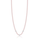 COLLANA DA DONNA IN ACCIAIO CON PERLE ROSA E CRISTALLI BIANCHI