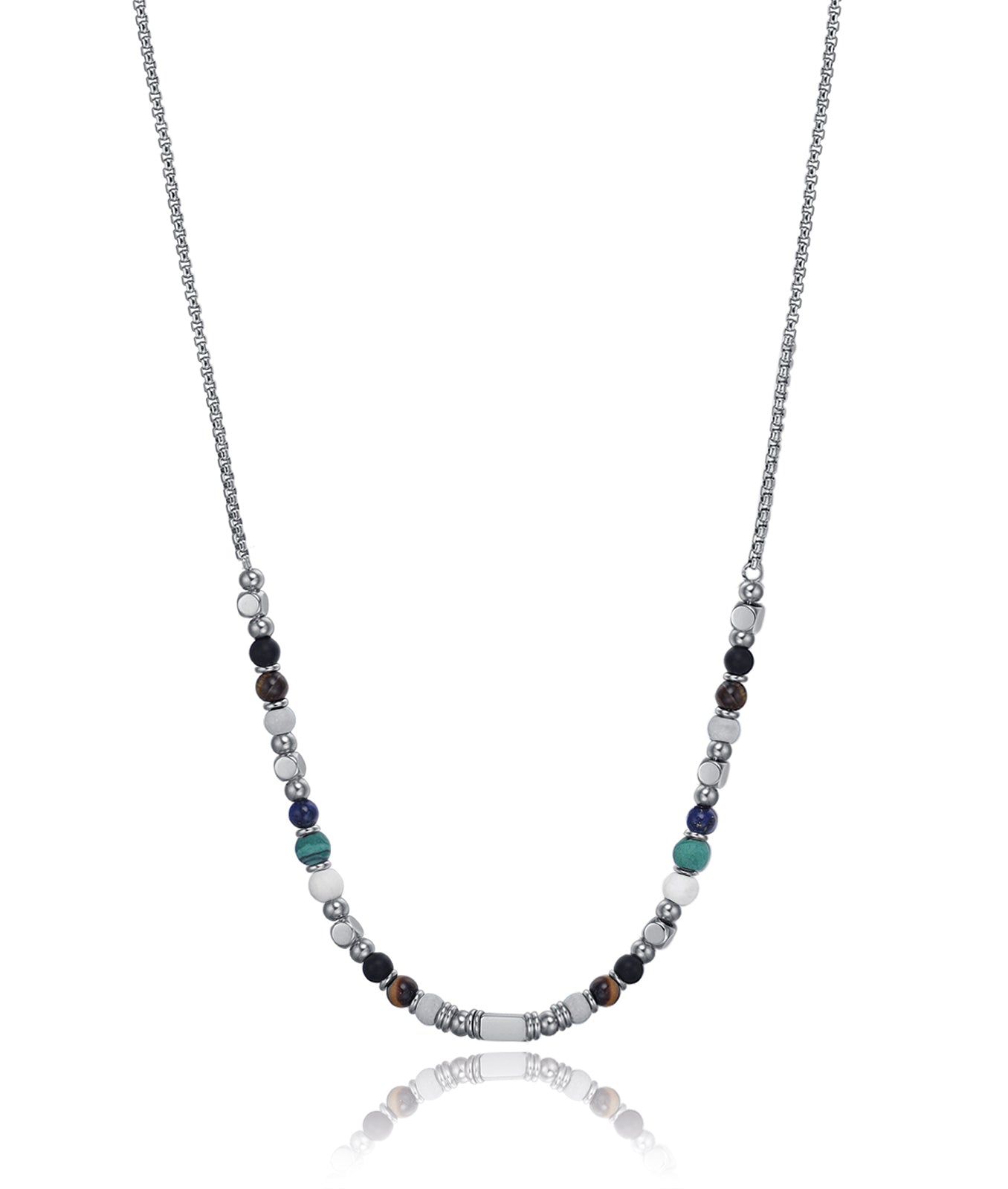 COLLANA IN ACCIAIO CON PIETRE MULTICOLOR