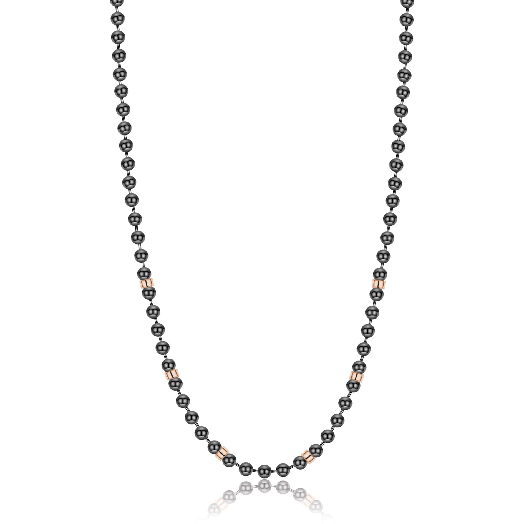 COLLANA DA UOMO IN ACCIAIO NERO CON ELEMENTI IN ACCIAIO ROSA