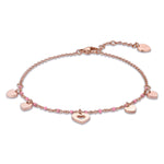 CAVIGLIERA IN ACCIAIO IP ROSE CON CUORI E PIETRE ROSA