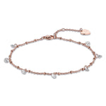 CAVIGLIERA IN ACCIAIO IP ROSE CON CRISTALLI BIANCHI