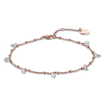 CAVIGLIERA IN ACCIAIO IP ROSE CON CRISTALLI BIANCHI