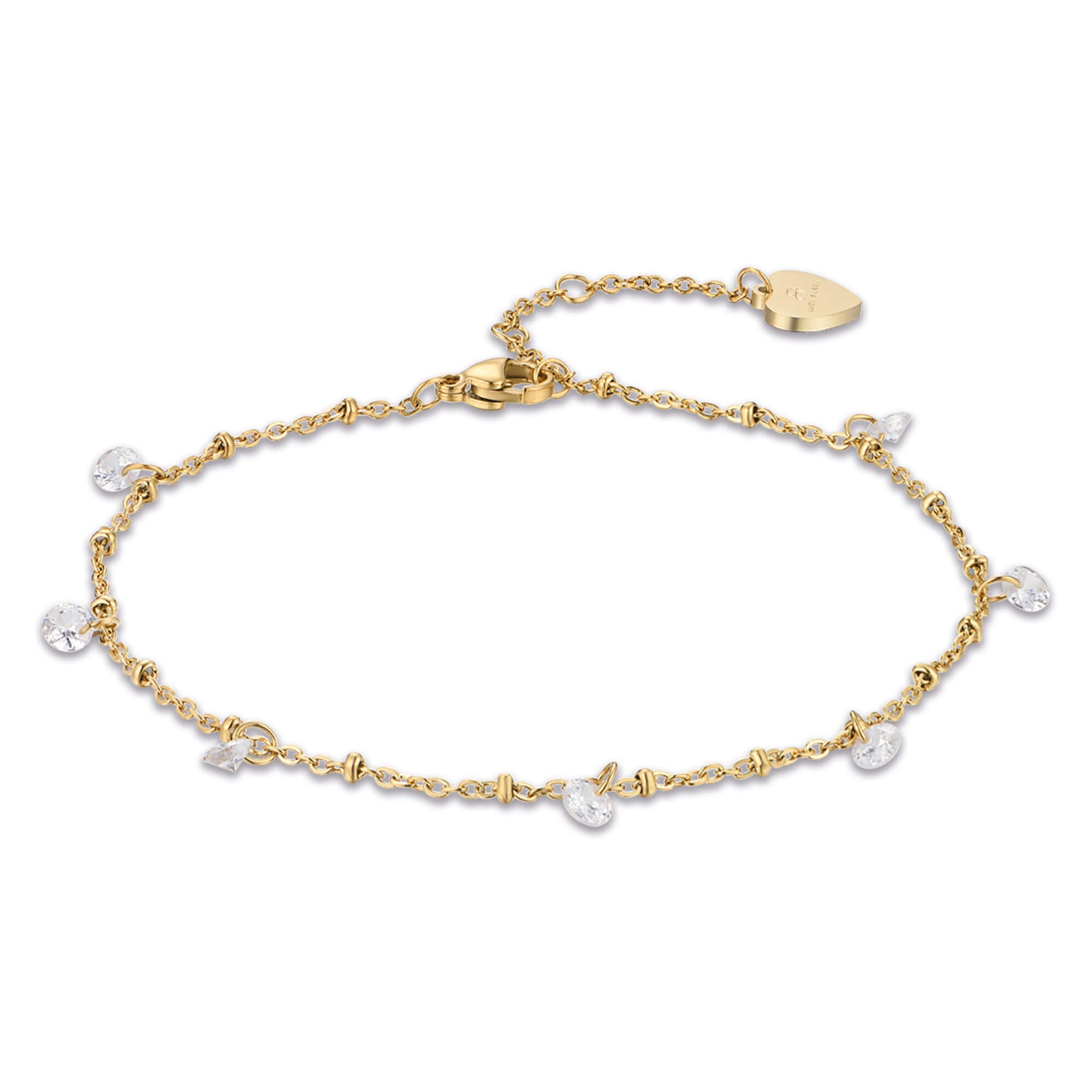 CAVIGLIERA IN ACCIAIO IP GOLD CON CRISTALLI BIANCHI