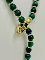 Collana modello Cartier in Agata verde e argento dorato 925%