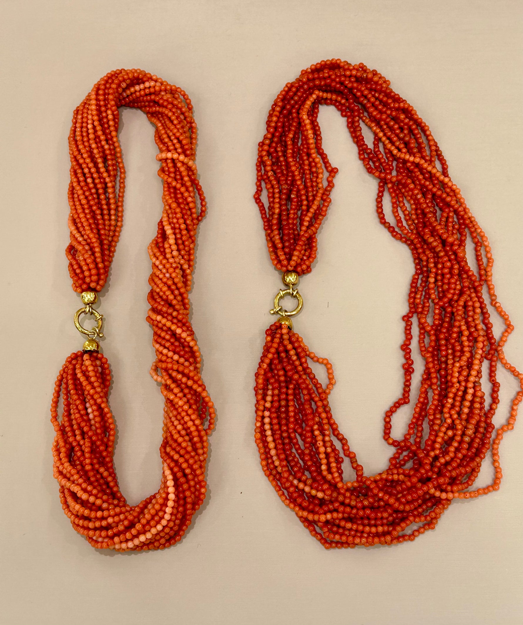 Collana torchon in corallo autentico 20 fili circonferenza 47cm