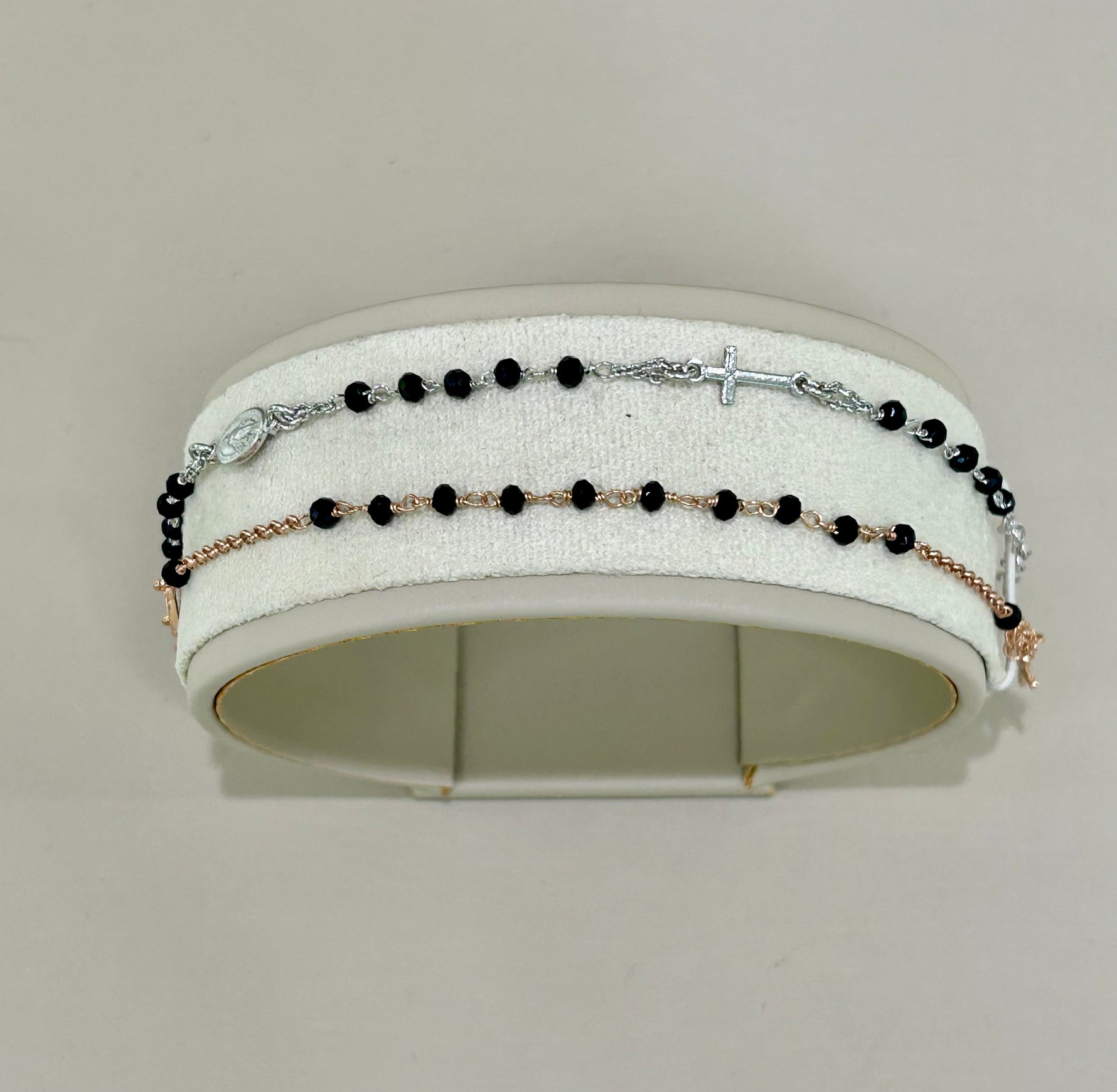 Bracciale rosario unisex in argento 925% e onice nero