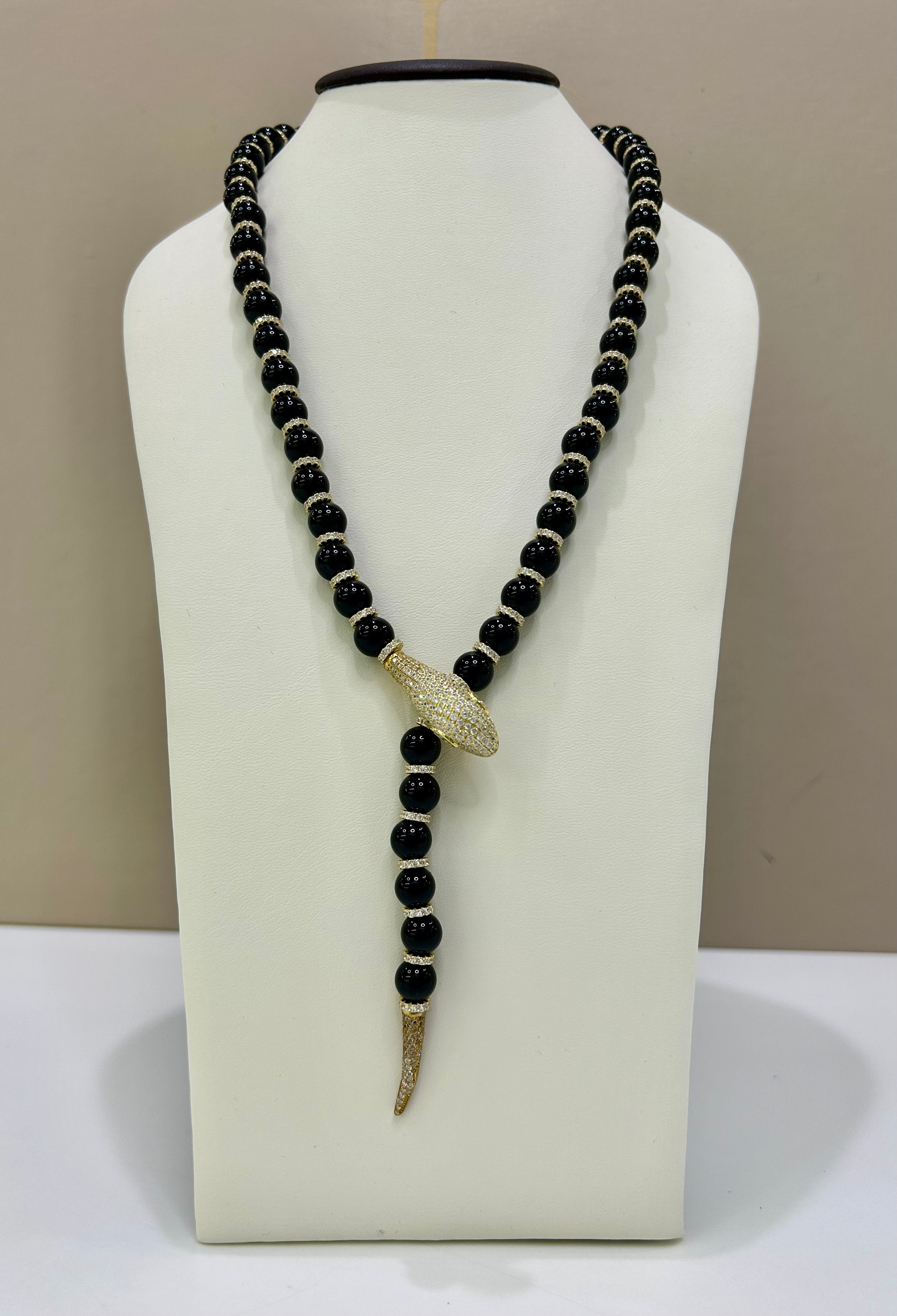 Collana modello Cartier in argento e onice nero