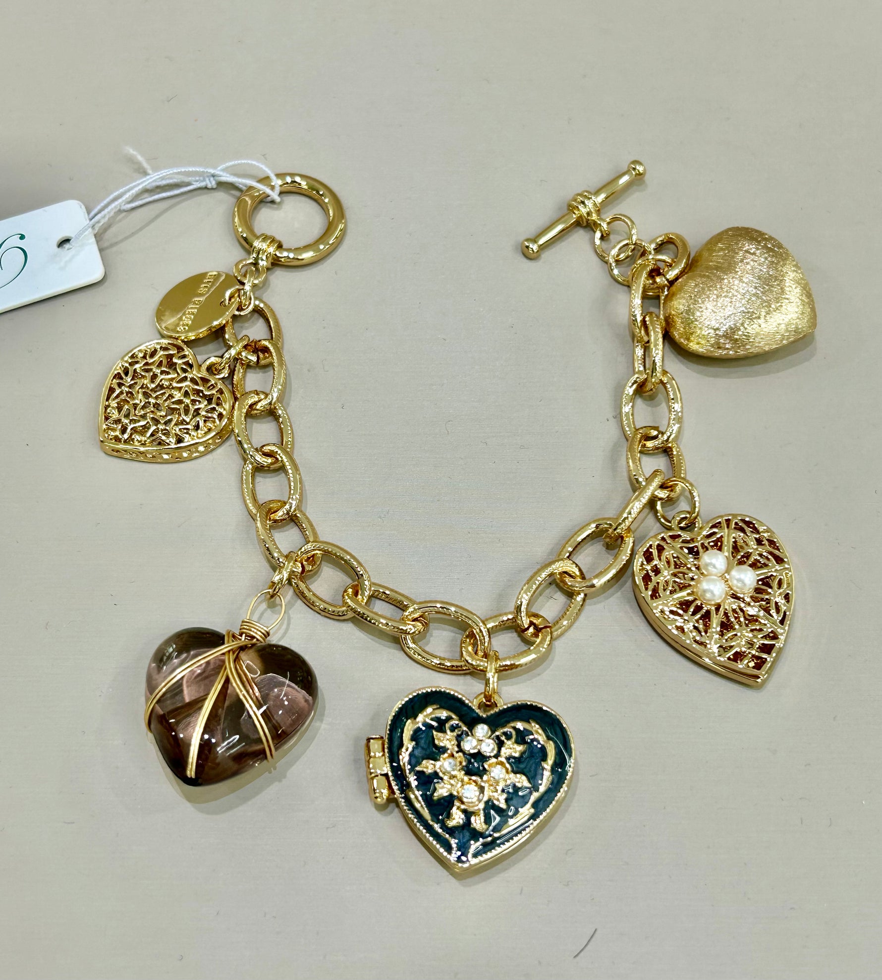 Bracciale modello charms in acciaio e smalti