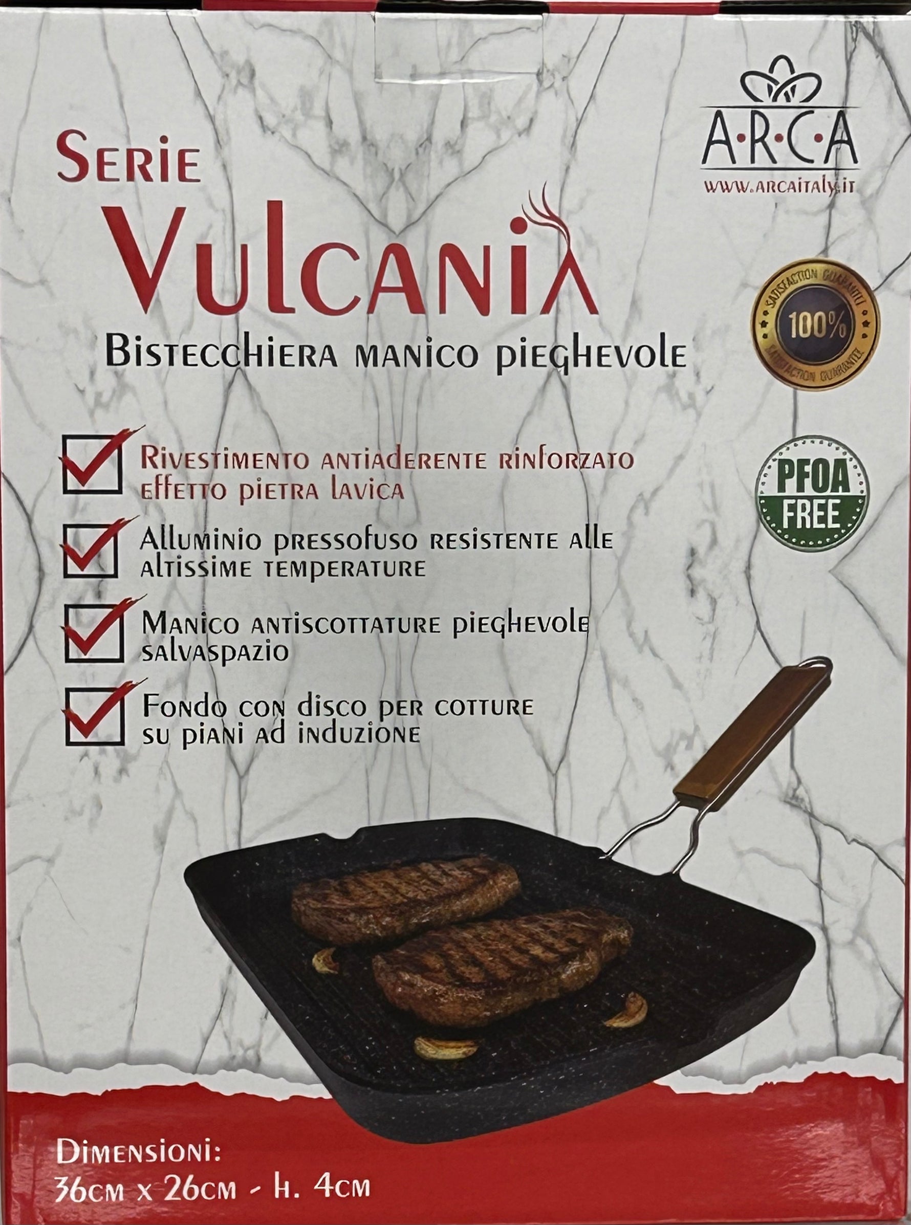 Bistecchiera manico pieghevole in alluminio presso fuso cm.36x26cm