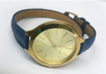 Orologio Michael Kors Runway donna cassa oro cinturino pelle blu
