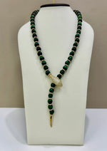 Collana modello Cartier in Agata verde e argento dorato 925%