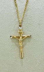 Collana con croce in oro 18kt. Maglia 3+1