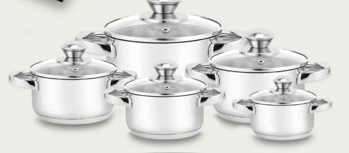 Batteria 10pezzi in acciaio inox 18/10 fondo incapsulato