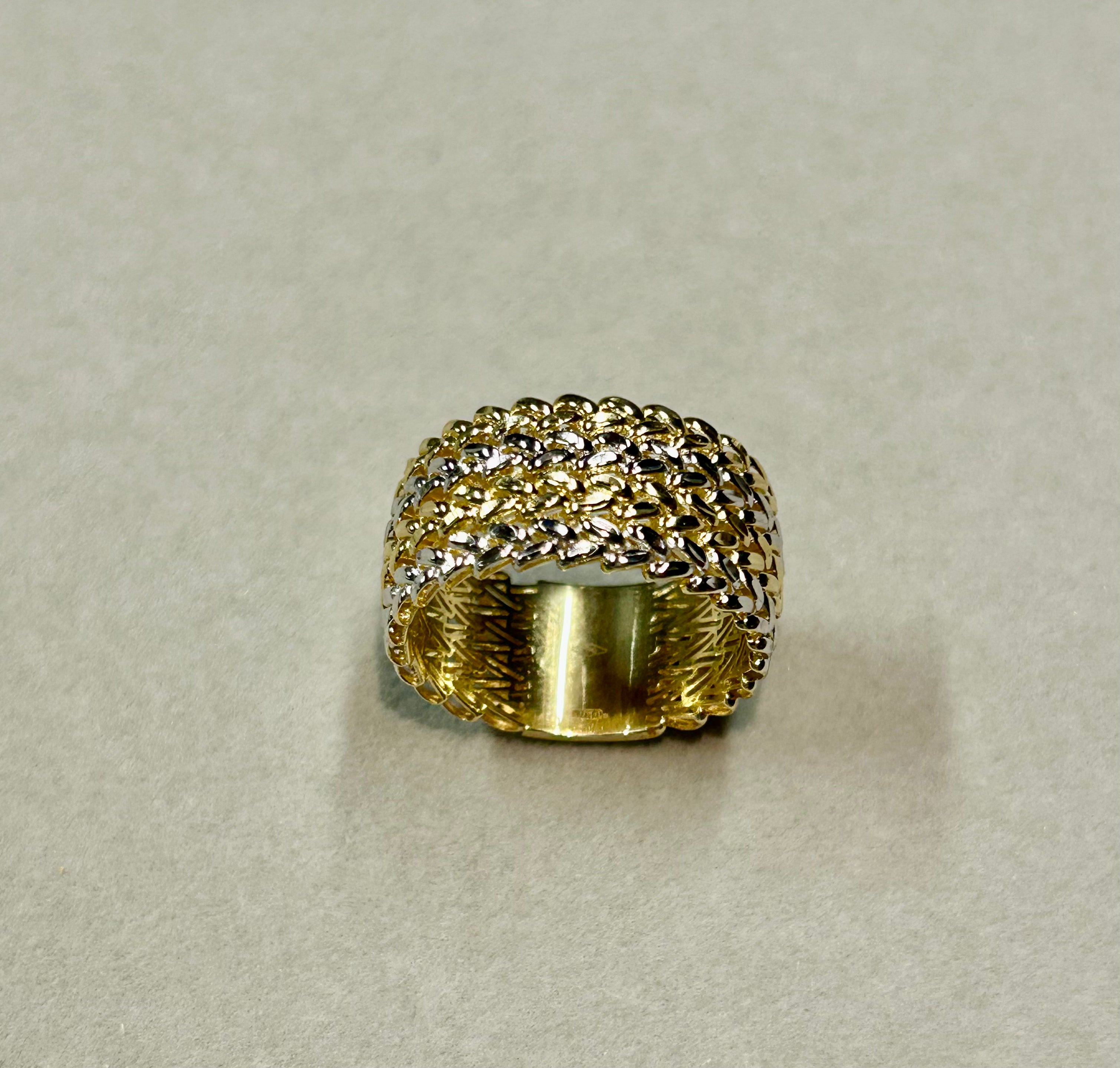 Anello/fascia in oro 18kt bicolore -GIALLO/BIANCO
