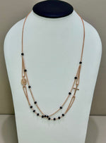 Collana rosario in argento rosato 925% e onice nero