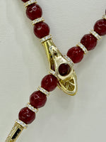 Collana modello Cartier radice di rubino e argento 925%