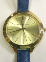 Orologio Michael Kors Runway donna cassa oro cinturino pelle blu
