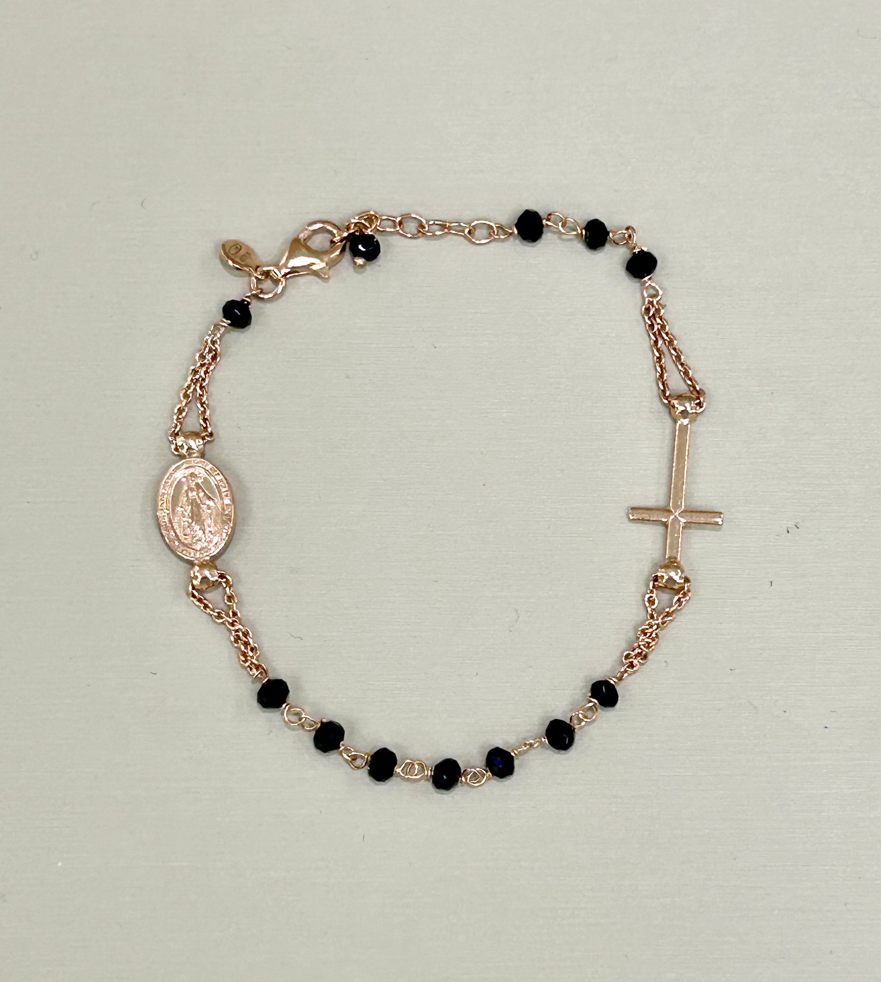 Bracciale rosario unisex in argento 925% e onice nero