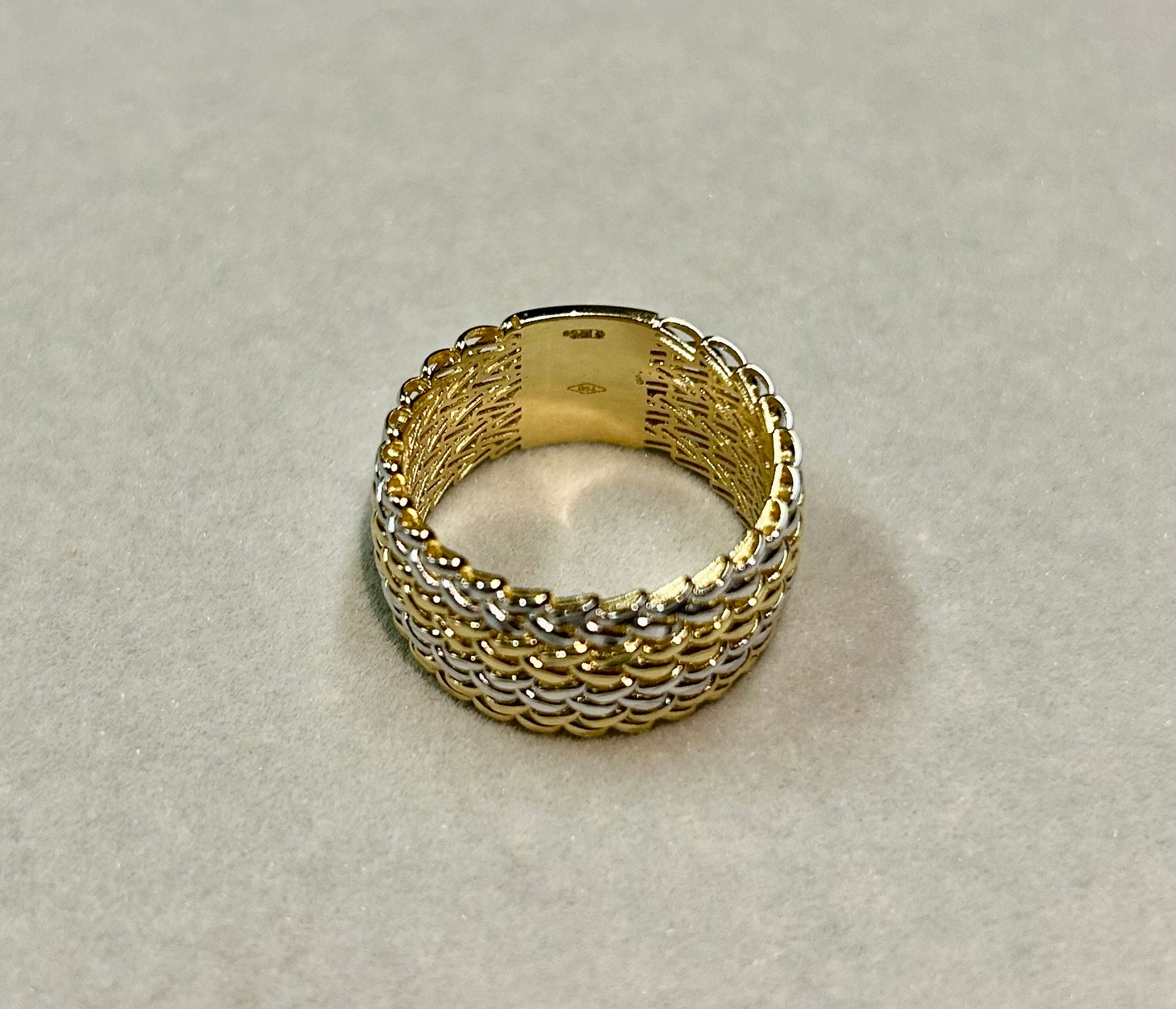 Anello/fascia in oro 18kt bicolore -GIALLO/BIANCO
