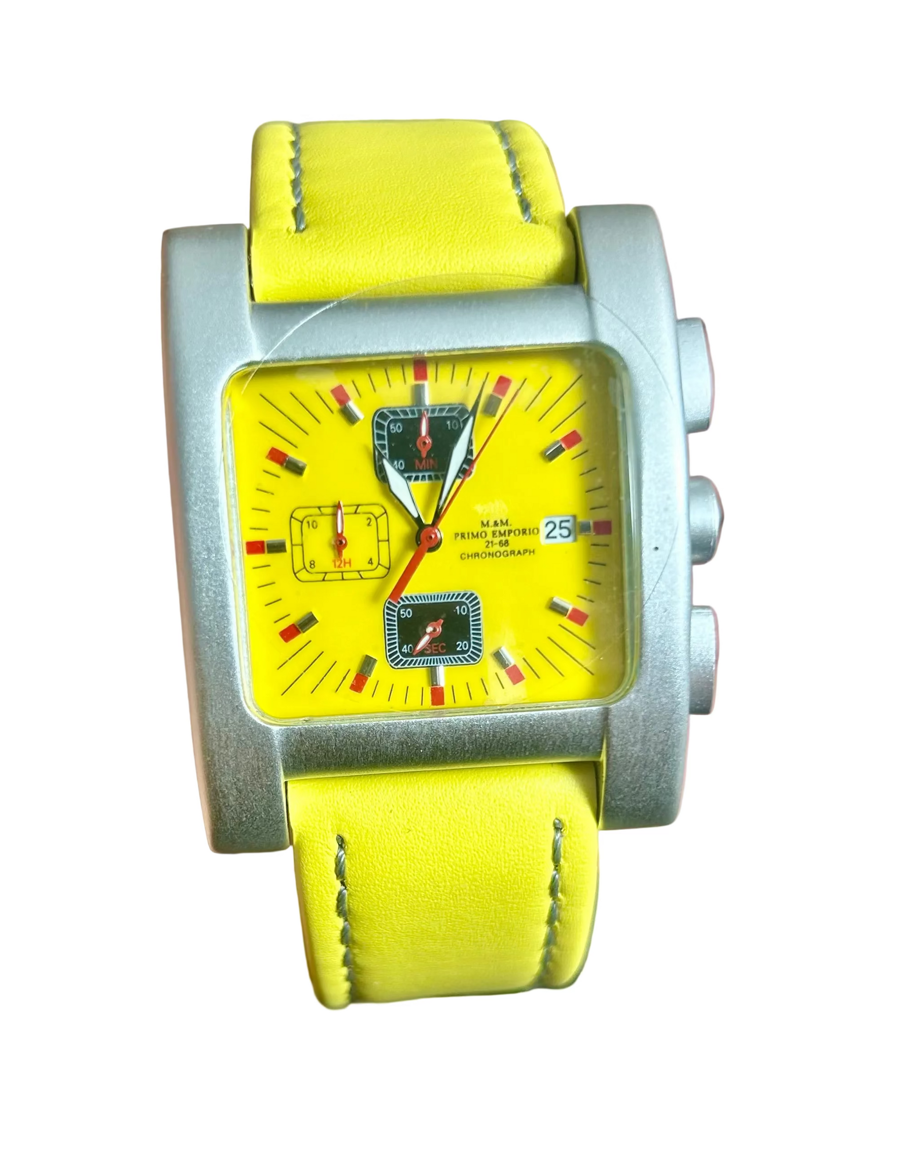 Orologio M&M Primo Emporio uomo , cronografo con cassa quadrata in alluminio