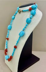 Collana in turchese e corallo