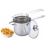 Pentola friggitrice con coperchio e doppio manico in acciaio inox DIAMONDS