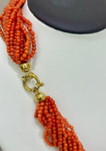 Collana torchon in corallo autentico 20 fili circonferenza 47cm
