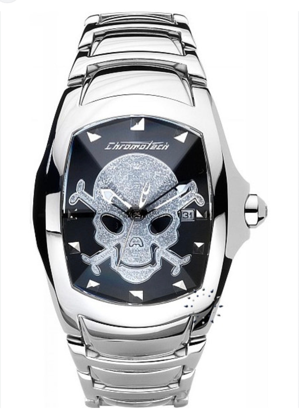 Orologio Chronotech uomo in acciaio arricchito da un design unico con un teschio tempestato di cristalli - CT.7896M/102M