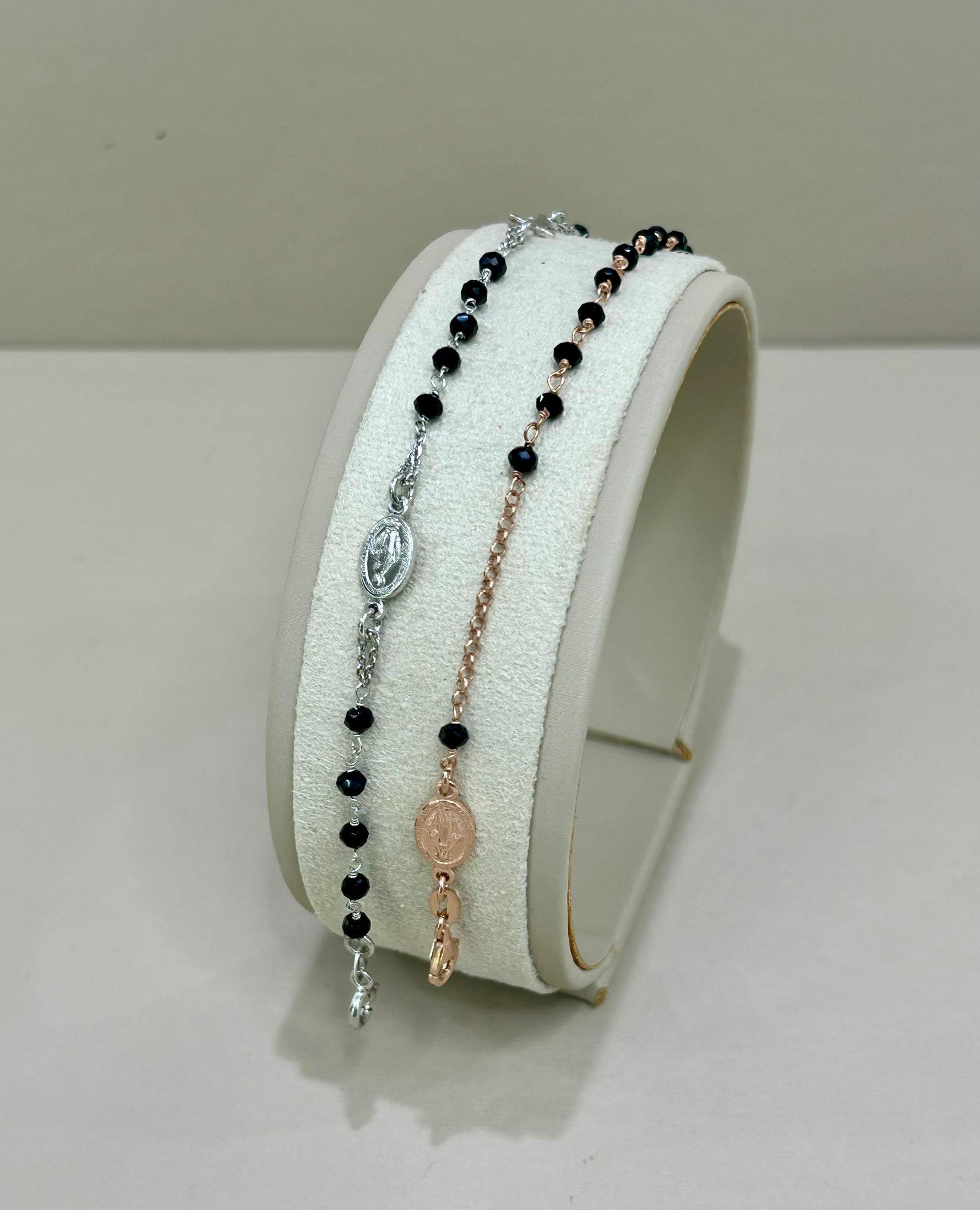 Bracciale rosario unisex in argento 925% e onice nero