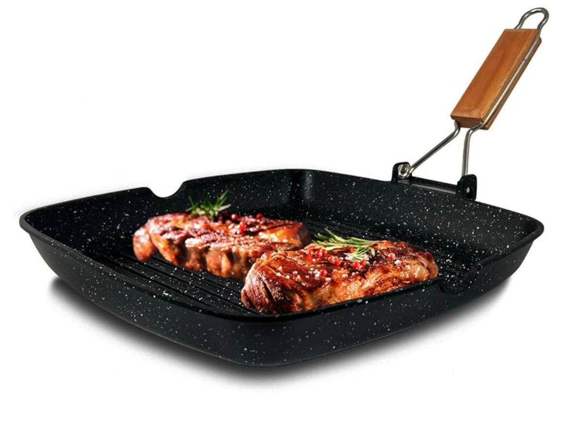 Bistecchiera manico pieghevole in alluminio presso fuso cm.36x26cm