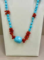 Collana in turchese e corallo