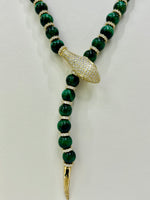 Collana modello Cartier in Agata verde e argento dorato 925%