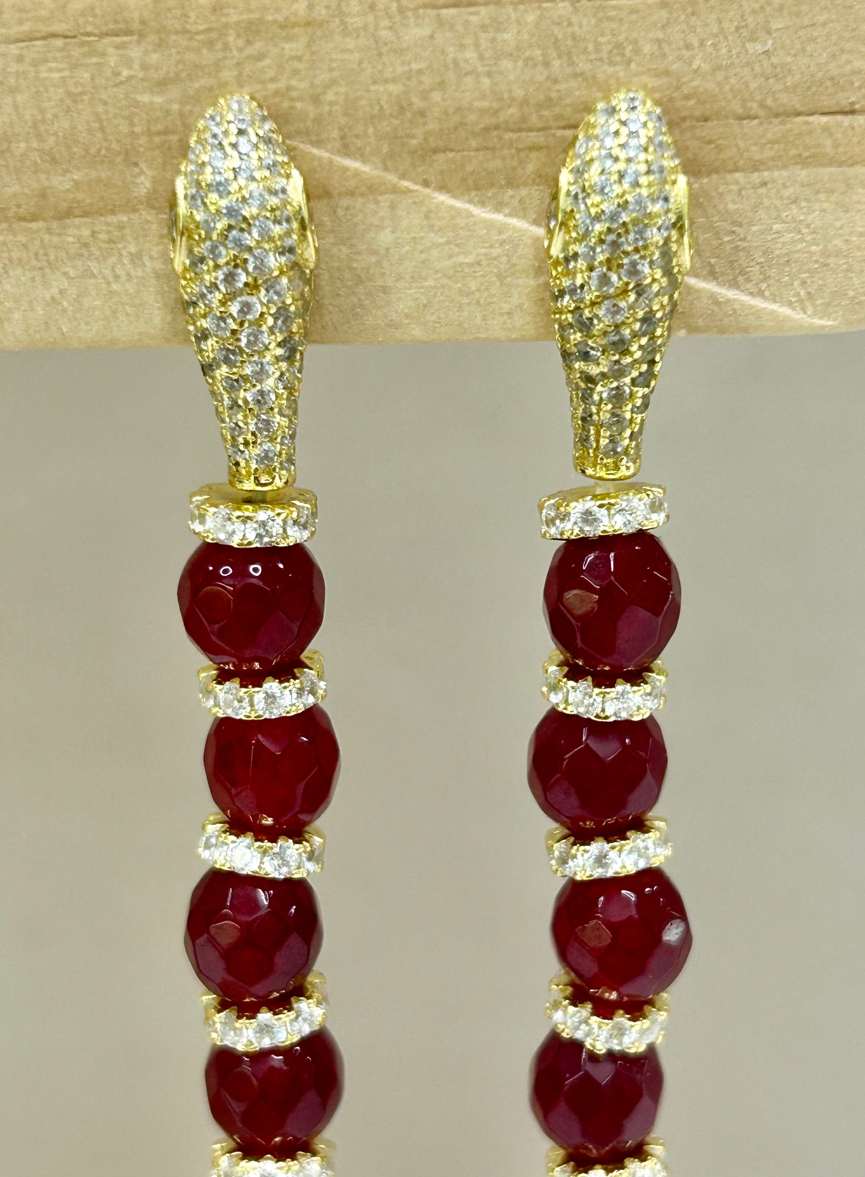 Orecchini modello Cartier  in argento 925% bagno oro con radice di rubini