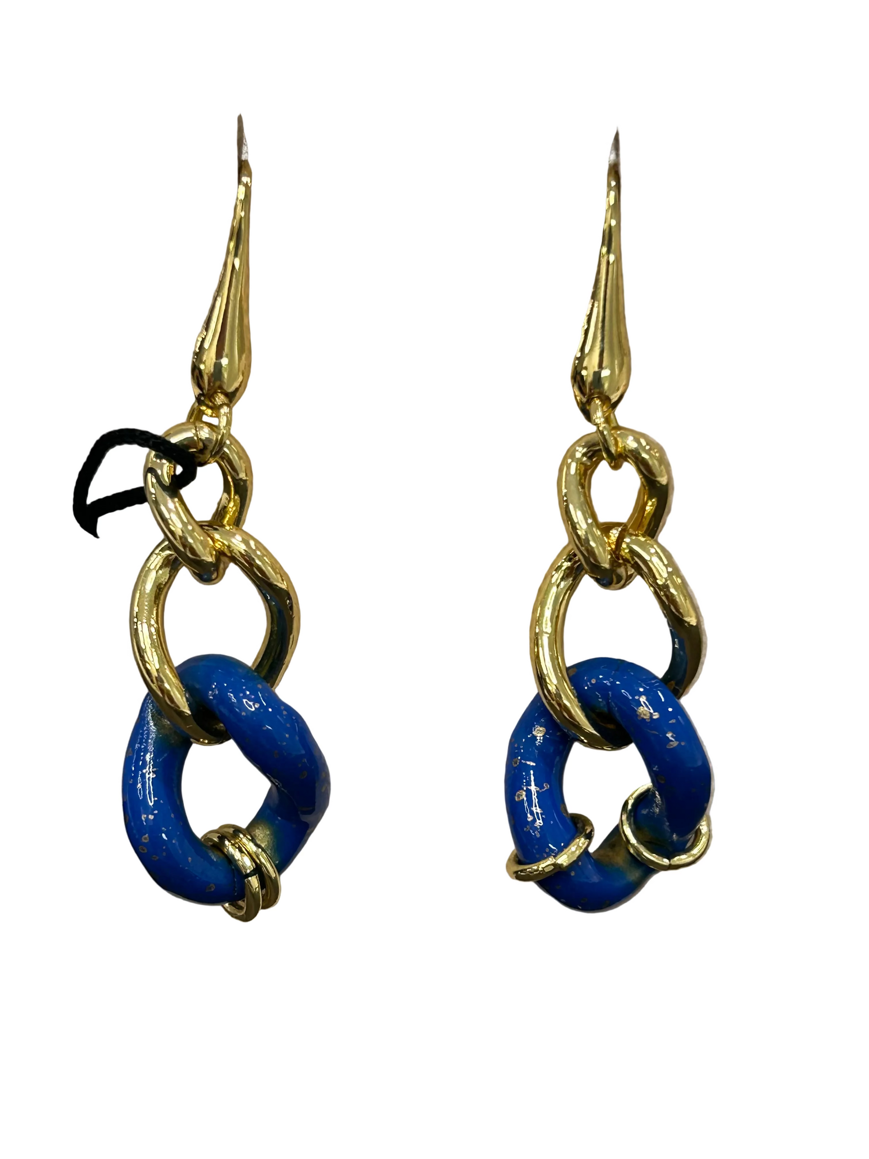 Orecchini a catena con smalto blu brand 1AR