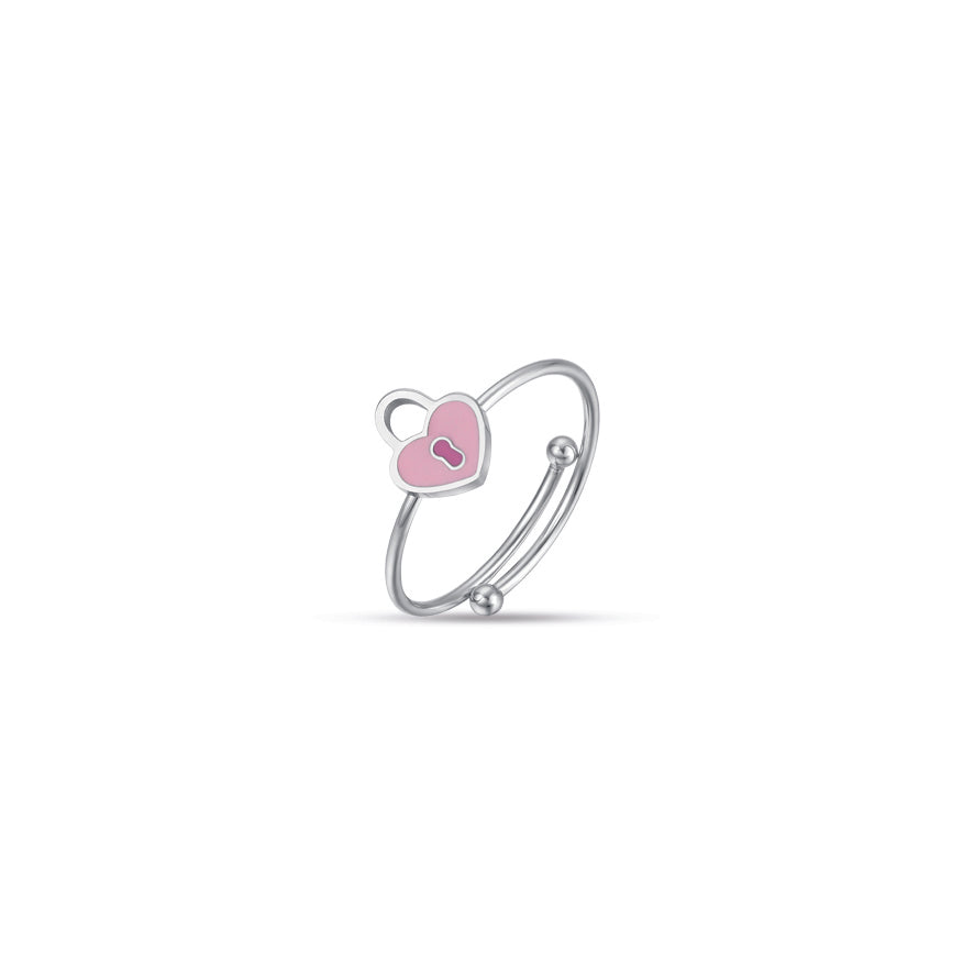 ANELLO IN ACCIAIO CON CUORE LUCCHETTO