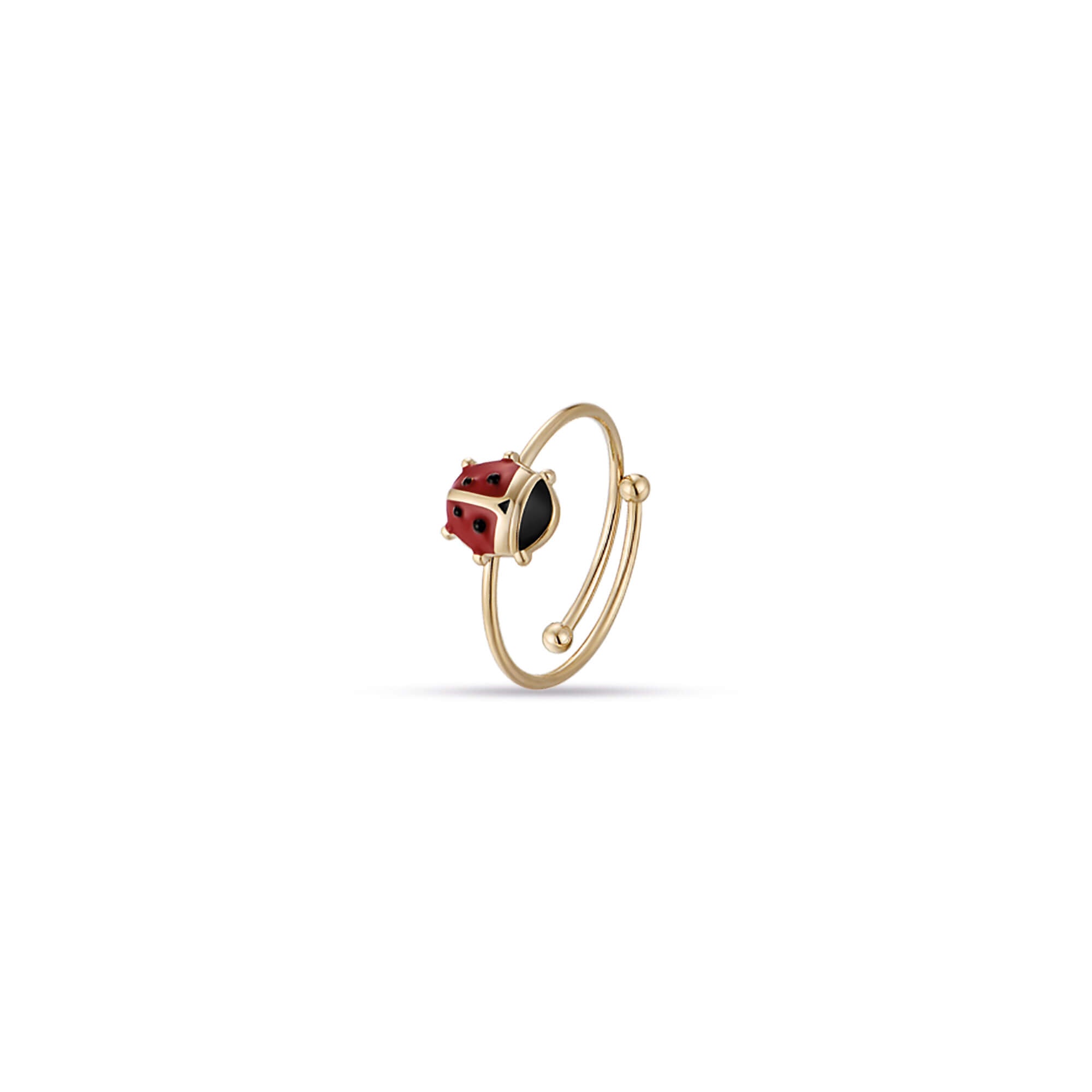 ANELLO IN ACCIAIO IP GOLD CON COCCINELLA
