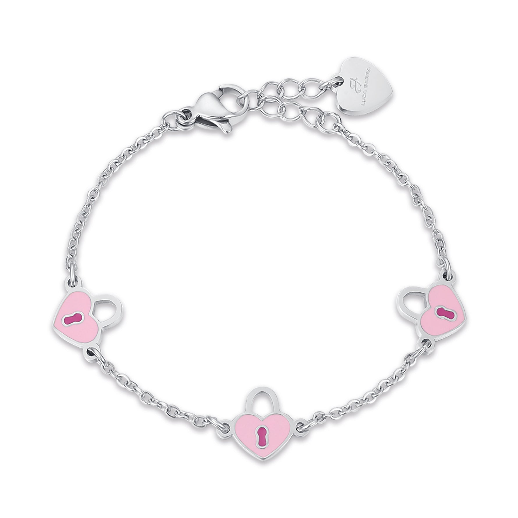 BRACCIALE IN ACCIAIO CON CUORI LUCCHETTO