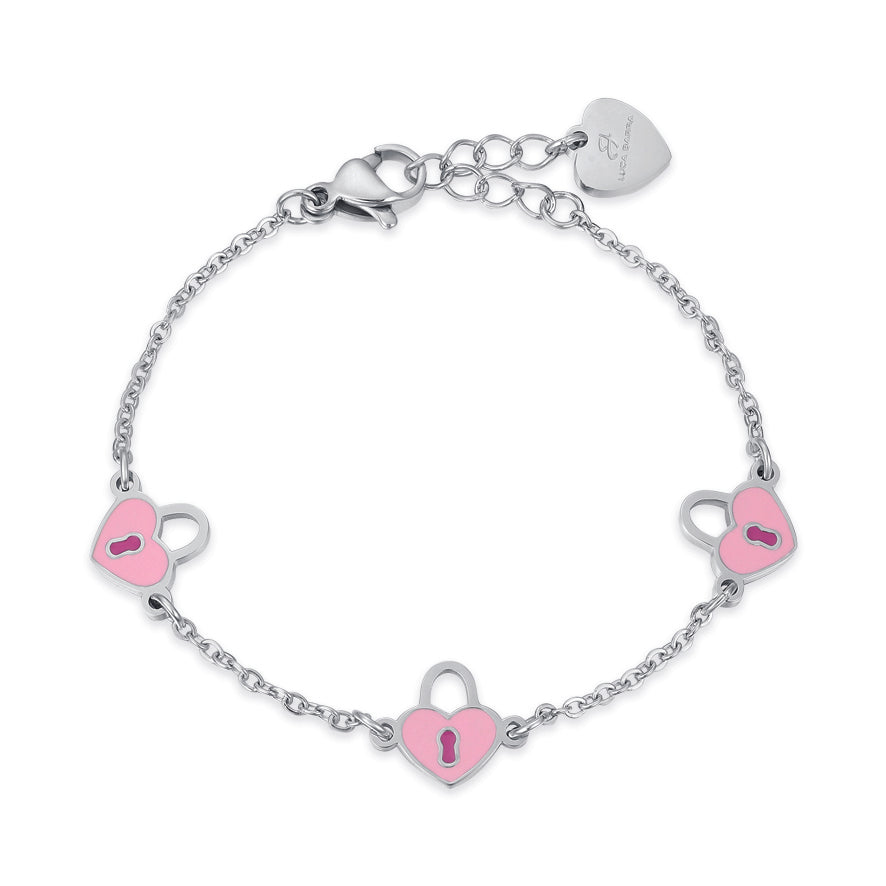 BRACCIALE IN ACCIAIO CON CUORI LUCCHETTO