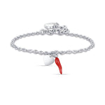 BRACCIALE IN ACCIAIO CON CORNO ROSSO E CUORI