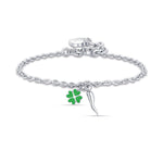BRACCIALE IN ACCIAIO CON CORNO E QUADRIFOGLIO VERDE