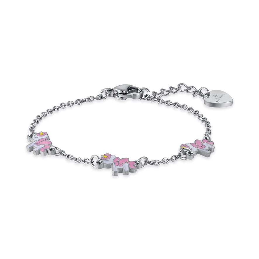 BRACCIALE IN ACCIAIO CON UNICORNI