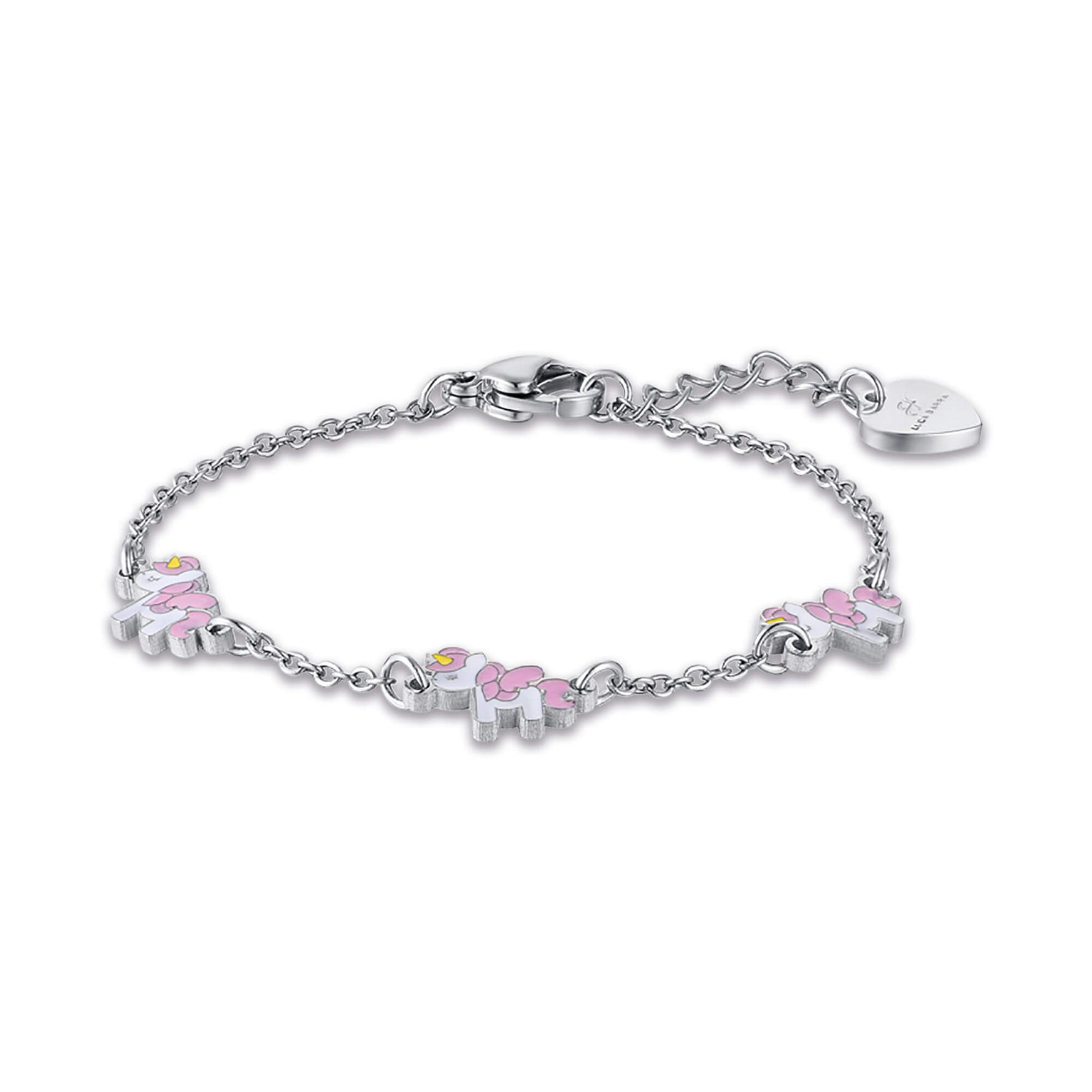 BRACCIALE IN ACCIAIO CON UNICORNI
