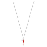 COLLANA IN ACCIAIO CON CORNO ROSSO E CUORE