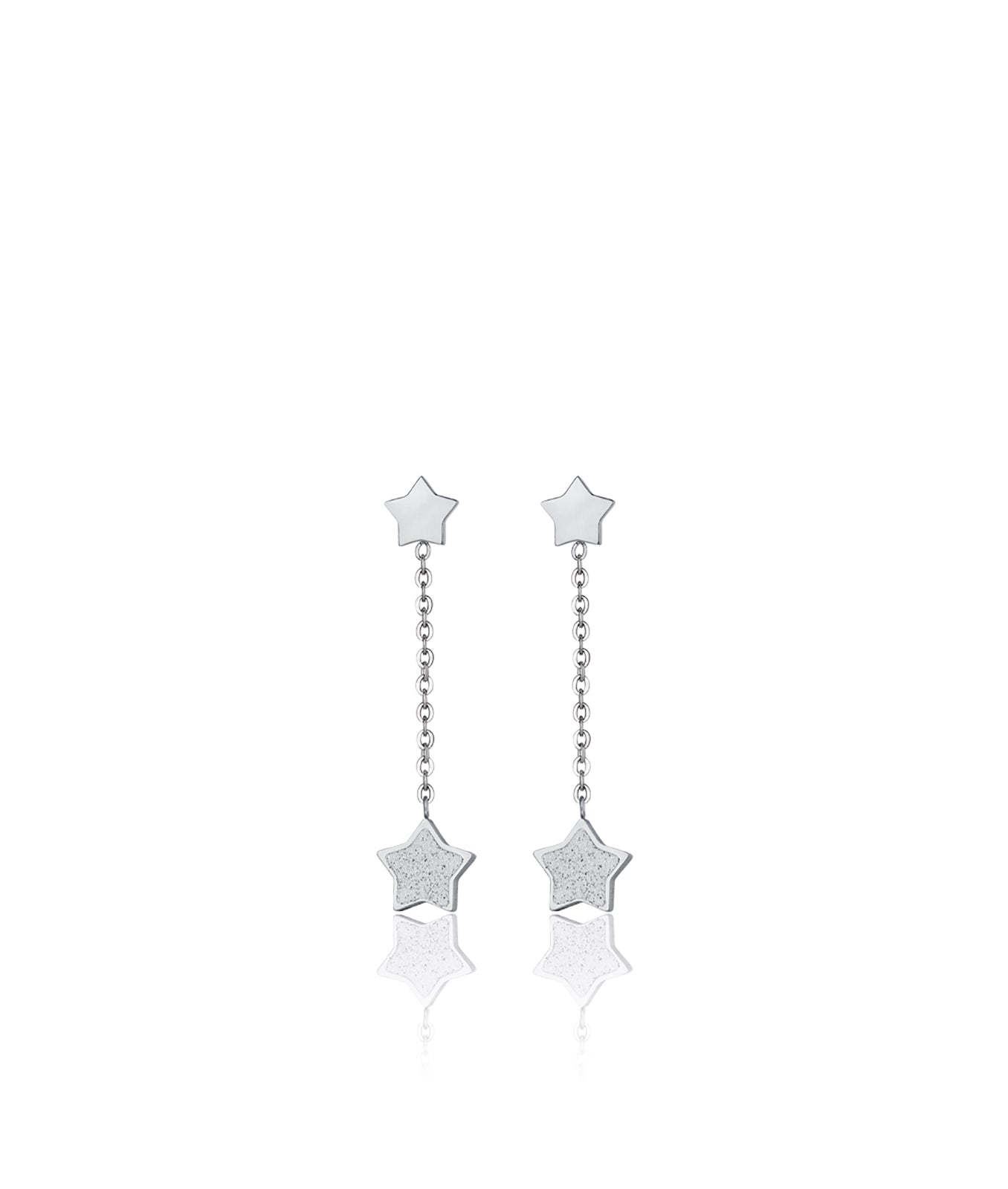 ORECCHINI IN ACCIAIO CON STELLE CON GLITTER BIANCO