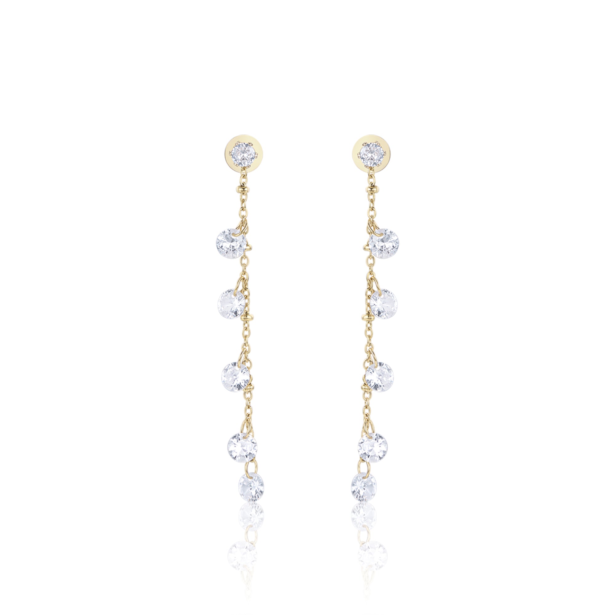 ORECCHINI IN ACCIAIO IP GOLD CON CRISTALLI BIANCHI