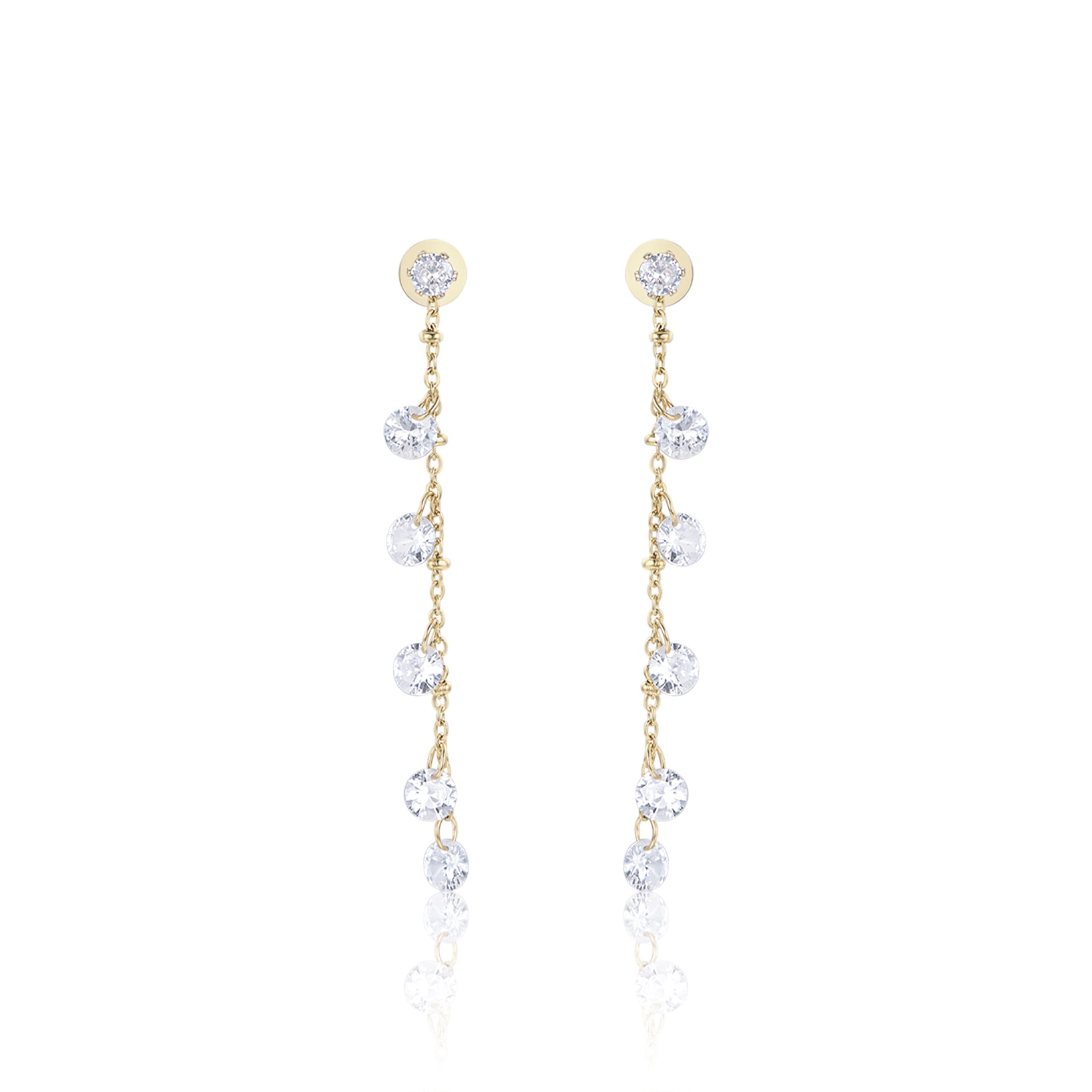 ORECCHINI IN ACCIAIO IP GOLD CON CRISTALLI BIANCHI